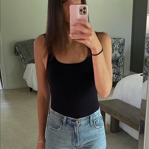 Square neck black body suit